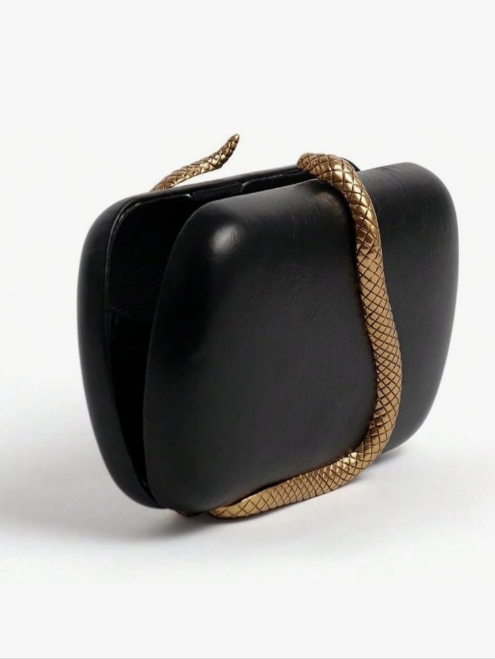 Snake Black Clutch Handbag PU Evening Party Costume